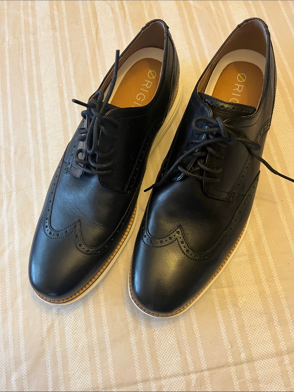 Cole Haan Black Leather Wingtip Derby Oxfords